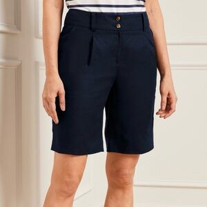 Talbots Navy Blue Linen 9” Bermuda Shorts Size 6